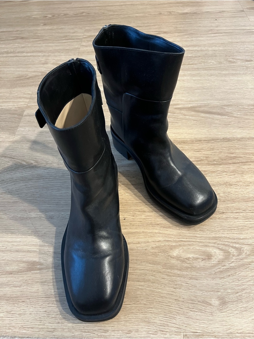 JIMMY CHOO - Brooklyn 50 Leather Ankle Moto Boots/Booties - Size 38.5